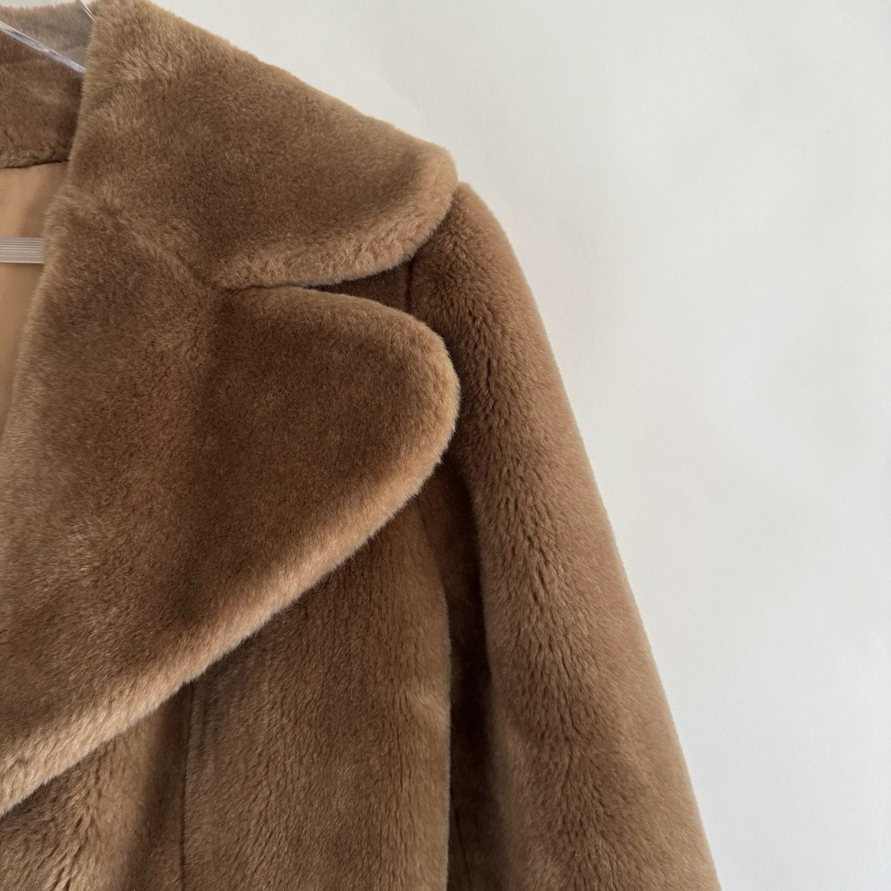 Borgana Fairmoor Vintage Faux Fur Faux Suede Belted Coat Small Mob Wife Gangster - Picture 8 of 13